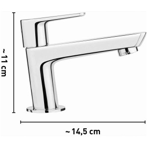 Miscelatore lavabo Baliv WT-260 N cromato, rubinetto a bassa pressione con finitura lucida.