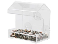 Mangiatoia per uccelli da finestra cinciarella in acrilico con porta mangime