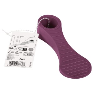 Cuneo fermaporta fix-o-moll Dooneo, fermaporta in PVC viola con etichetta.