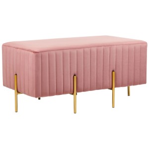 Banc Beliani Dayton rose en velours avec pieds dorés.