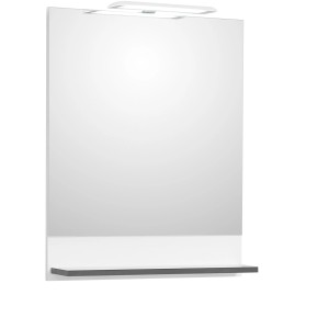 Specchio Pelipal Schwerin, 60 cm, con mensola grigia e lampada opzionale. Specchio bagno bianco.