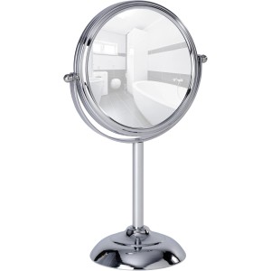 Wenko Kosmetikspiegel Globo, Chrom, runder Standspiegel für Bad und WC.