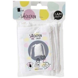 Lot de 3 sacs en tissu blanc 10x15 cm, idéal pour peindre, broder et comme emballage cadeau.