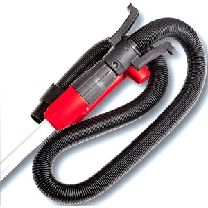 Ponceuse à cloison sèche Einhell TC-DW 225 avec tuyau d'aspiration et boîtier rouge.