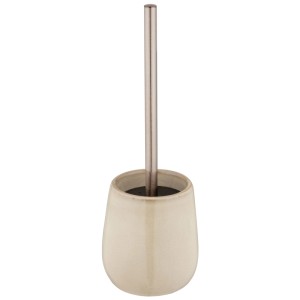 Wenko WC-Garnitur Sirmione aus Keramik in Beige mit Edelstahlstiel und schwarzem Bürstenkopf.