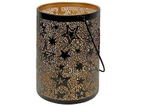 Windlicht mit Sternen Metall Schwarz/Gold Höhe 16 cm