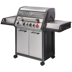 Enders Gasgrill Monroe Pro 4 SIK Turbo Edelstahl mit Seitenkocher und Unterschrank.
