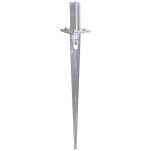 Base a punta zincata Alberts, lunghezza 910 mm, per pali da recinzione 60x40 mm.