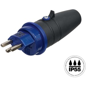 Fiche de sécurité Steffen T23, bleu-anthracite, IP55, pour extérieur.