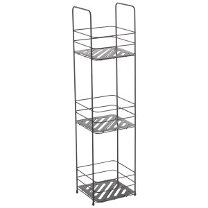 Étagère MSV Kery, noir mat, 3 niveaux, acier, pour salle de bain et plus.