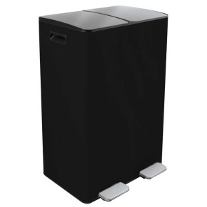 Spirella Aliya pattumiera differenziata, 2x30L, nera, con due scomparti e pedali.