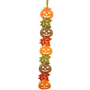 Ghirlanda in feltro colorato con zucche e foglie, lunghezza 100 cm, per decorazioni autunnali.