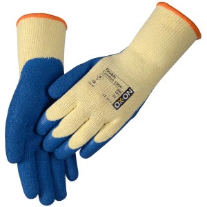 Gants Ox-On Flexible Comfort 1304 Taille S, gants de travail avec revêtement en latex bleu/beige.