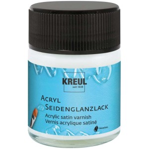Kreul Acryllack Seidenglanz, 50 ml, transparenter Überzugslack für Bastelfarben.