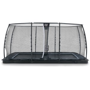 Trampolino interrato rettangolare nero EXIT Dynamic 275x458 cm con rete di sicurezza.