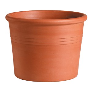 Vaso per piante cilindrico Deroma Bordato, 33 cm, rosso, in terracotta per il giardino.