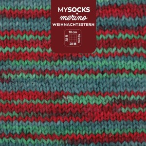 Filato Myboshi mysocks Merino Weihnachtsstern, filato multicolore per calze in lana merino e poliammide.