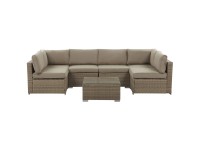 Beliani Lounge-Set Belvedere 6-Sitzer Modular Rattan Braun mit Auflagen in Braun