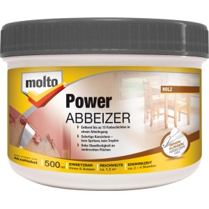 Molto Power Abbeizer Gel 500ml im Eimer: Kraftvoller Farbentferner für Holz, Metall und mineralische Untergründe.