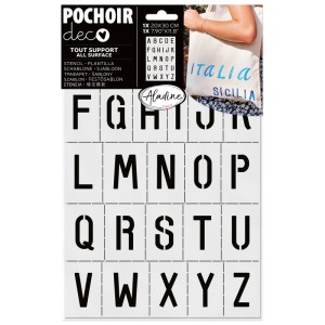 Stencil Aladine Alphabet 1, 20x30 cm, per scritte creative e decorazioni.