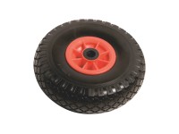 Luftrad mit Kunststofffelge Rot-Schwarz Rillenprofil 100 kg / Ø 260 mm