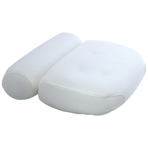 Oreiller de bain blanc MSV Sally avec ventouses pour un bain relaxant.
