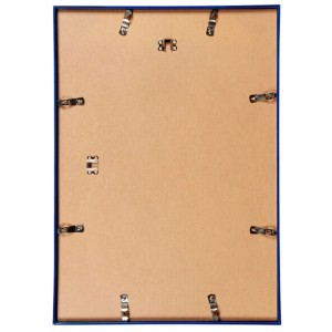 Cornice blu KR1, plastica, 42x59,4 cm (A2), vista posteriore con gancio.