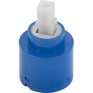 Cartouche céramique Ø 35 mm pour mitigeur lavabo, corps bleu, tige blanche.