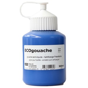 Pébéo Ecogouache peinture gouache cyan, flacon de 500 ml.