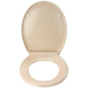 Sedile WC beige Wenko Ottana Premium in duroplast con chiusura ammortizzata.