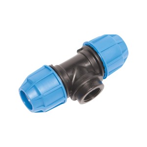 Raccord en T LUX-TOOLS pour tubes PE, 25 mm, système d'eau froide, en plastique.