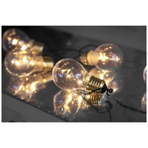 Guirlande lumineuse LED Star Trading Glow avec 5 ampoules jaunes pour extérieur, lumière blanc chaud.