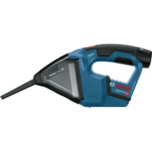 Aspirateur à main sans fil Bosch Professional GAS 12 V-LI bleu avec suceur plat.