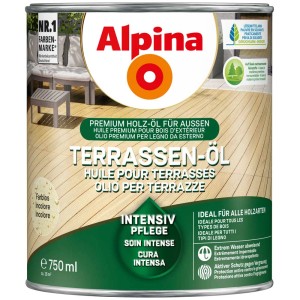 Dose Alpina Terrassen-Öl Farblos 750ml für Holzpflege im Außenbereich.
