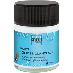 Kreul Acryl Seidenglanzlack, 50ml, transparenter Lack auf Wasserbasis für Bastelfarben.