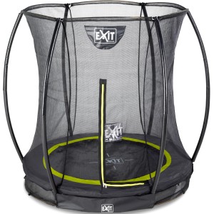 Trampolino interrato nero EXIT Silhouette (D183cm) con rete di sicurezza.