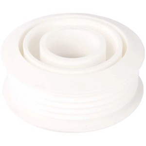Raccord de tuyau de chasse d'eau blanc à 2 niveaux (Ø 28-45 mm x Ø 55 mm) en plastique pour tuyaux de chasse d'eau WC.