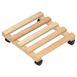 Rollante per piante quadrato in faggio, 35x35 cm, con ruote per spostare facilmente le piante.
