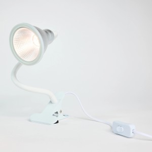 Lampada per piante Venso E27 LED bianca con morsetto e braccio flessibile per la coltivazione.