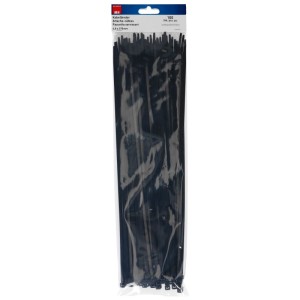 Lot de colliers de serrage noirs, 370 x 4,8 mm, pour regrouper câbles et fils.