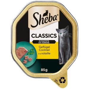 Sheba Classics Katzen-Nassfutter Geflügel Cocktail in Pastete, 85g Schale.
