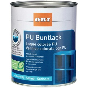 Dose OBI PU-Buntlack seidenmatt Hellelfenbein, geeignet für Holz, Metall und Kunststoff.