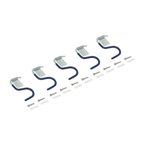 5 crochets à outils LUX Classic avec revêtement PVC et vis pour montage mural.
