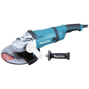 Makita Winkelschleifer GA9030RF01 mit Schleifscheibe und Zusatzhandgriff.