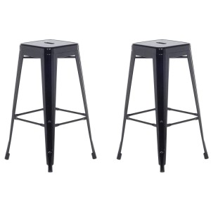 Deux tabourets de bar Beliani Cabrillo en métal noir, design industriel.