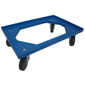 Chariot de transport bleu Euronorm 60x40 cm pour caisses Euro, capacité 250 kg.