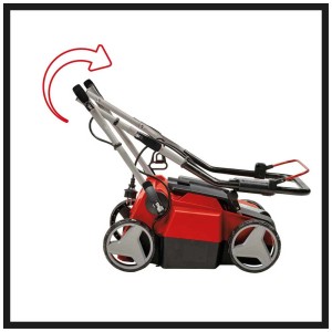 Scarificateur électrique Einhell GE-SA 1435/1 avec manche pliable en position de transport.