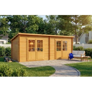Casetta da giardino Alpholz Maria Twin con tetto a una falda, 601x275 cm, spessore parete 40 mm, in legno di pino.