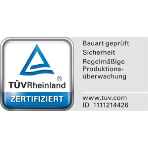Certificat TÜV Rheinland pour la barre d'appui murale Wenko Secura, type testé.