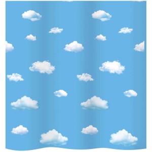 Tenda doccia Diaqua Clouds blu, in tessuto con motivo nuvole per vasca o doccia, 180x180 cm.